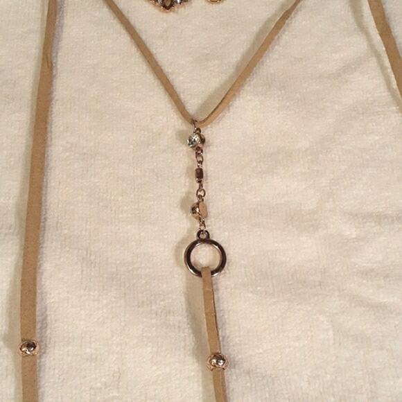 Necklace Layered Suede w Charms, Beads Modern Long Length Bohemian Gyspy Elegant - Picture 7 of 11